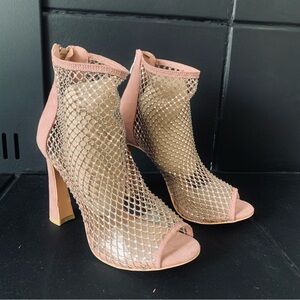 Sexy Pink Mesh Rhinestone Heels,